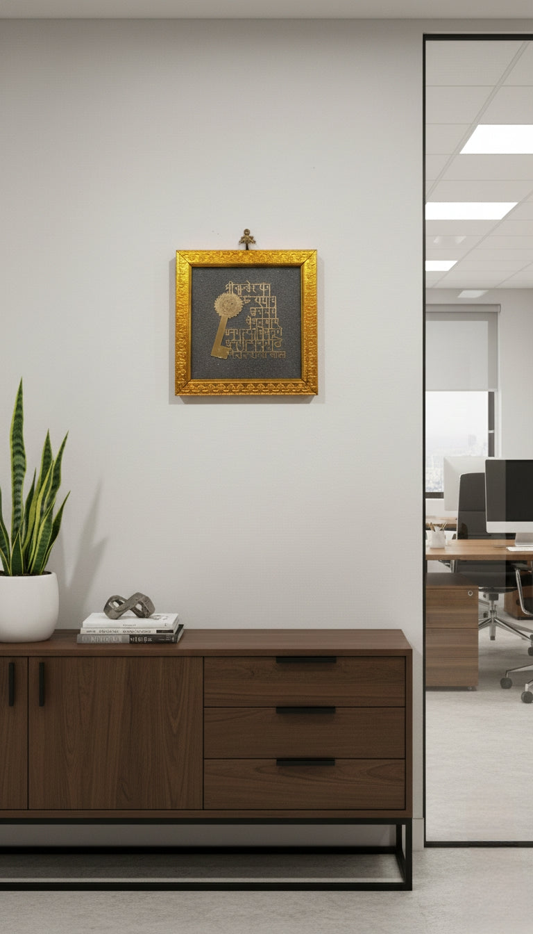 Dhan Labh Yantra with raw pyrite frame